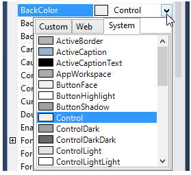 Color options for a form's background